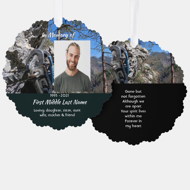 Mountain Rock Climbing  Memorial Keepsake  Tree Decoration Card (Front/Back)