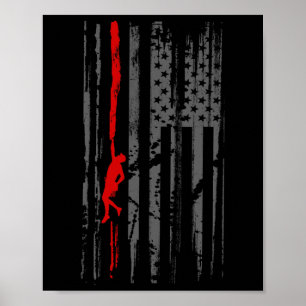 Mountain Rock Climbing Patriotic American Flag Cli Poster