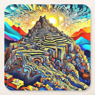 Mountain Ruins 1 Square Paper Coaster