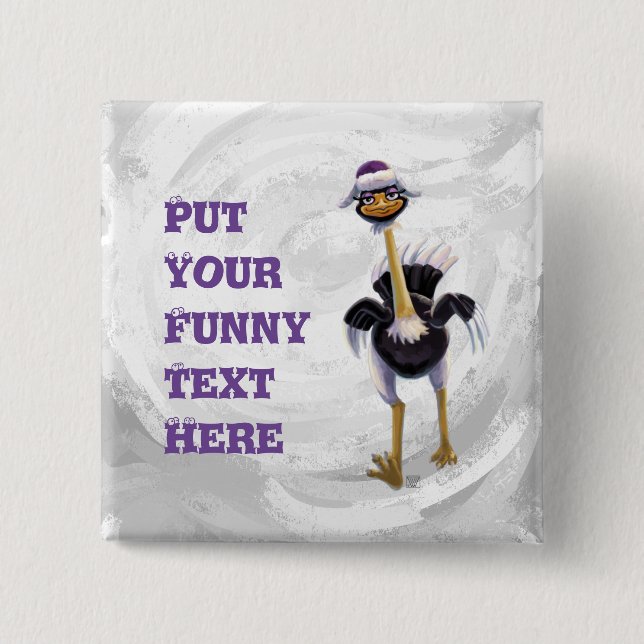 Mountain Running Ostrich 15 Cm Square Badge (Front)