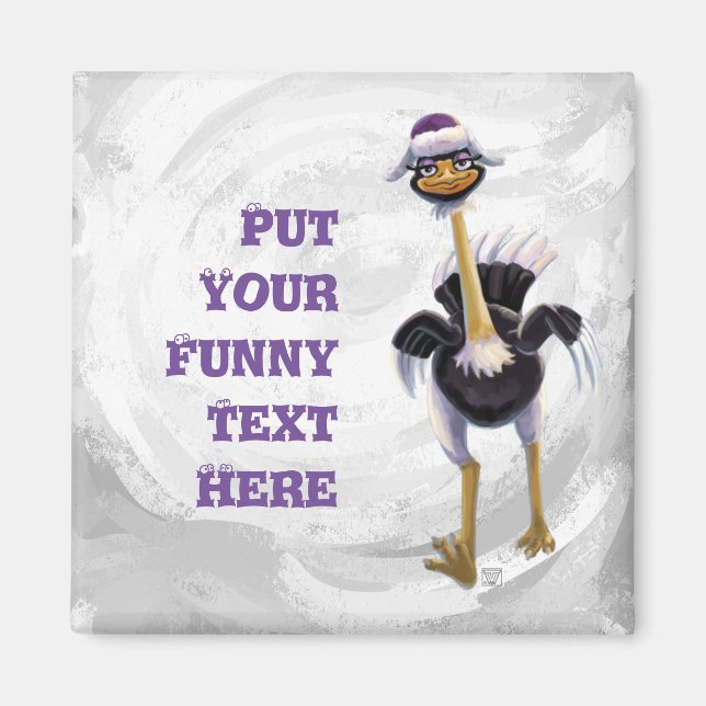 Mountain Running Ostrich Magnet (Front)