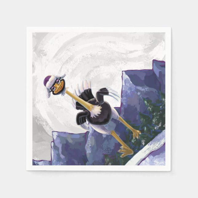 Mountain Running Ostrich Napkin (Front)