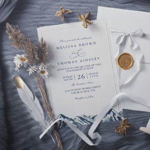 Mountain Rustic Elegant Modern QR Code Wedding Invitation