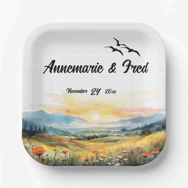 Mountain Rustic Outdoor Paper Plate (Front)