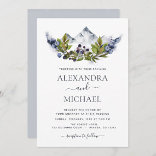 Mountain Rustic Watercolor Greenery Wedding Invitation