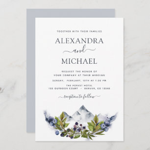Mountain Rustic Watercolor Greenery Wedding Invitation