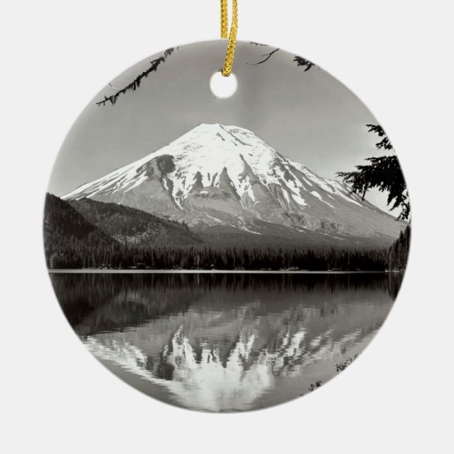 Mountain Saint Helens And Spirit Lake Ceramic Ornament (Front)