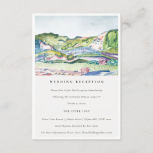 Mountain Scape Blush Green Wedding Reception Enclosure Card