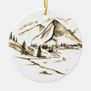 Mountain scene ornament