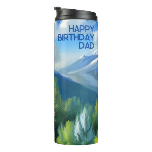 Mountain Scene Painting Happy Birthday Dad Thermal Tumbler