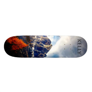 Mountain scene skateboard, custom name. skateboard
