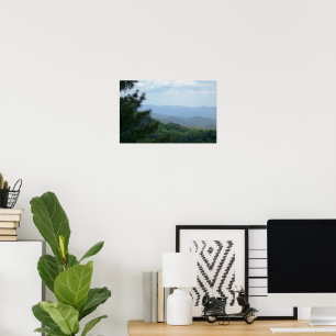 Mountain Scene with Tree Poster