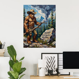 Mountain Sceptic: Bigfoot's Woodland Wisdom Poster