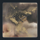 Mountain Seasons Square Wall Clock<br><div class="desc">Mountain Seasons I by Joyce Combs. Features beautiful,  cloudy pinks,  greys,  and golds.</div>