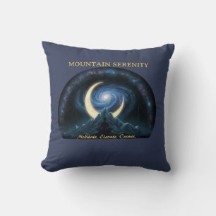 Mountain Serenity Cosmic Meditation. Crescent Moon Cushion