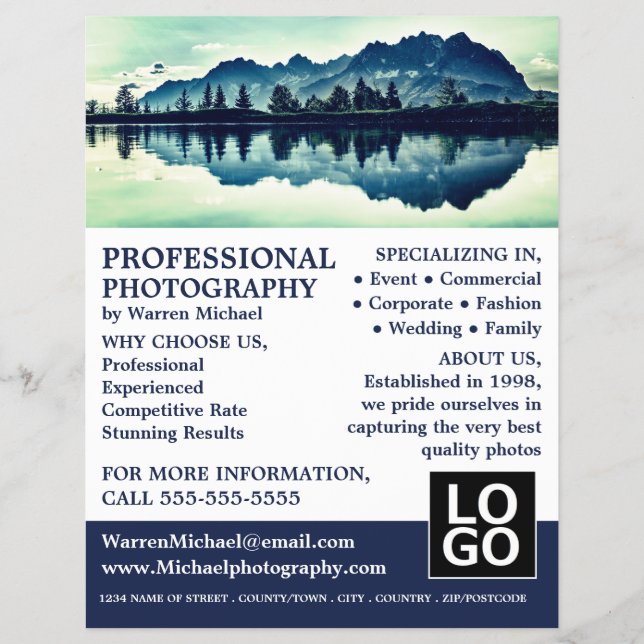 Mountain Shot, Photography, Photographer Hire Flyer (Front)
