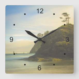 Mountain Side Ocean View Square Wall Clock