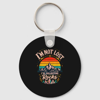 Mountain silhouette retro sunset adventure design  key ring