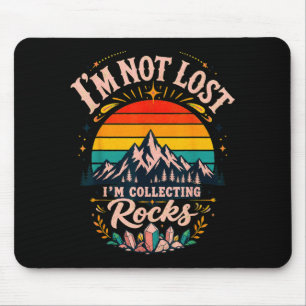 Mountain silhouette retro sunset adventure design mouse pad