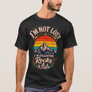 Mountain silhouette retro sunset adventure design  T-Shirt