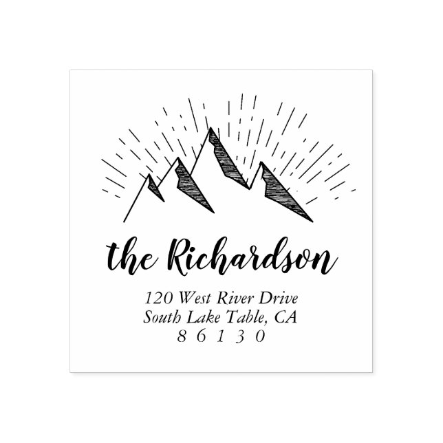 Mountain Sketch Return Address Self-inking Rubber Stamp (Imprint)