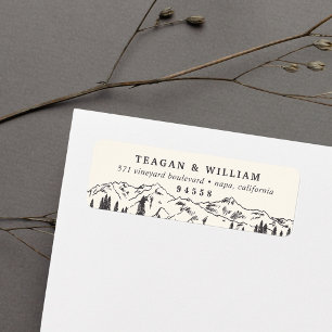 Mountain Sketch Rustic Outdoors Return Address Label