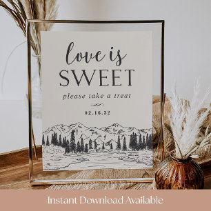 Mountain Sketch Wedding Dessert Table Sign