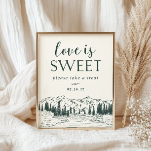 Mountain Sketch Wedding Dessert Table Sign