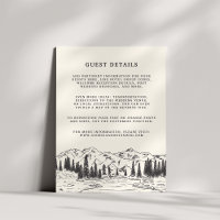 Mountain Sketch Wedding Guest Details Card