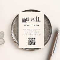 Mountain Sketch Wedding QR Code Website RSVP