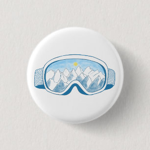 Mountain Ski Goggles Illustration 3 Cm Round Badge