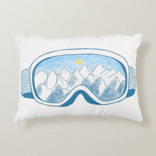 Mountain Ski Goggles Illustration Decorative Cushion
