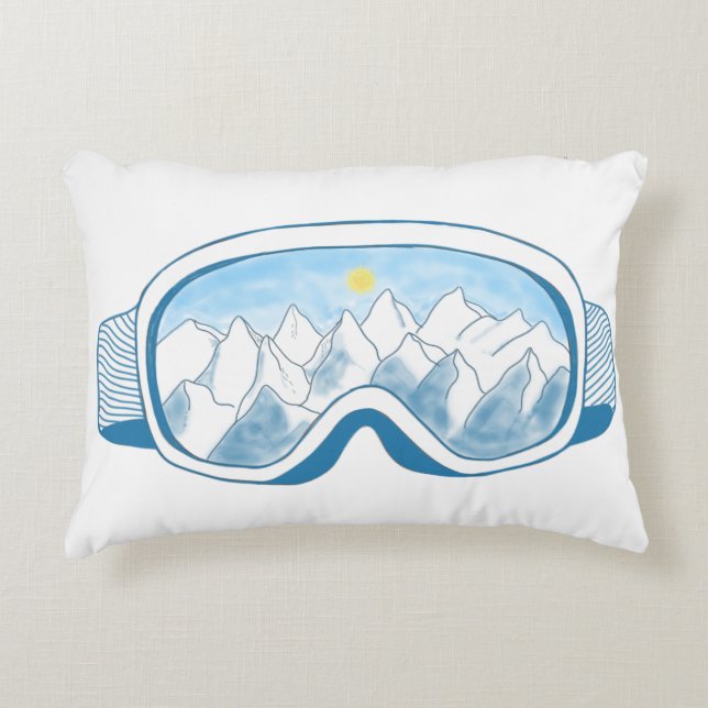 Mountain Ski Goggles Illustration   Decorative Cushion (Front)