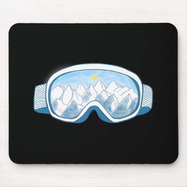 Mountain Ski Goggles Illustration   Mouse Pad (Front)