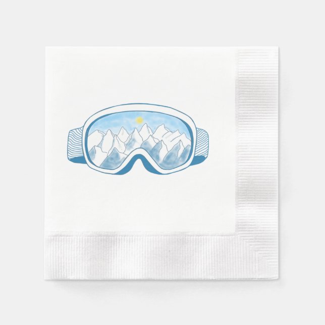 Mountain Ski Goggles Illustration  Napkin (Front)
