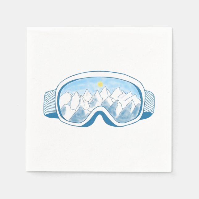 Mountain Ski Goggles Illustration  Napkin (Front)