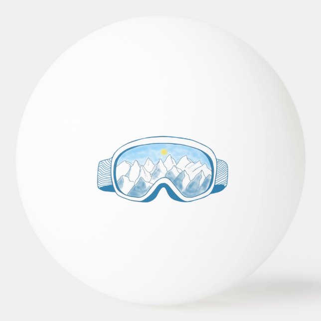 Mountain Ski Goggles Illustration   Ping Pong Ball (Front)