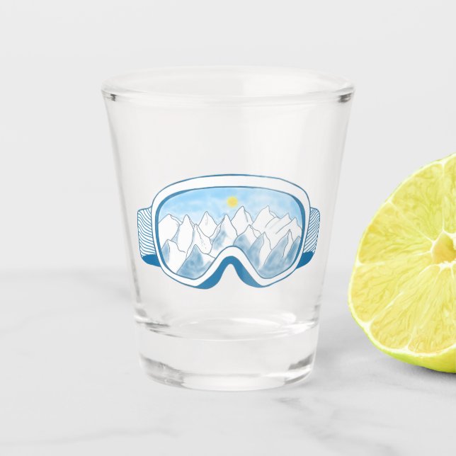 Mountain Ski Goggles Illustration   Shot Glass (Front)