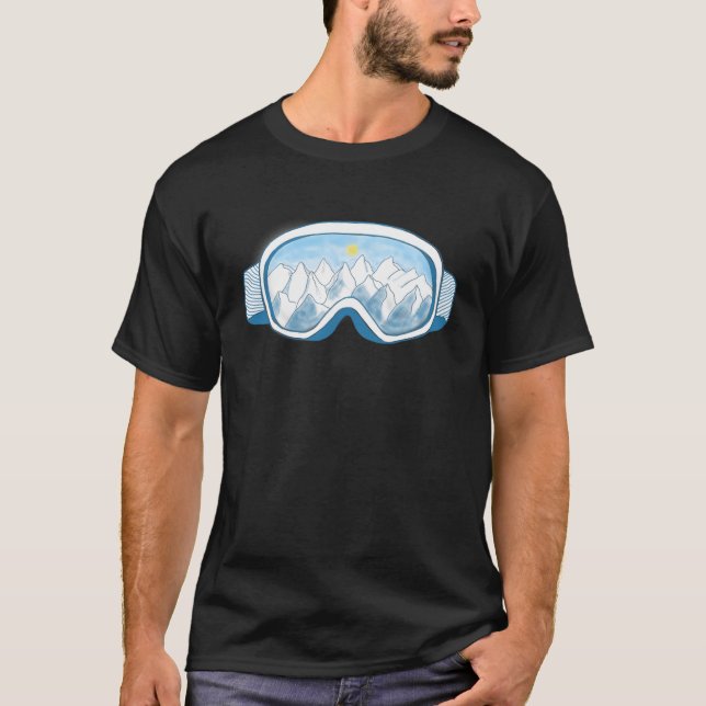 Mountain Ski Goggles Illustration  T-Shirt (Front)