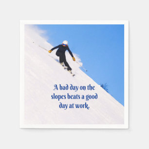 Mountain Ski Slopes Fresh Snow Fall Skiing Funny Napkin
