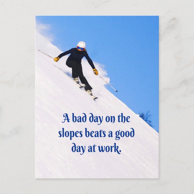 Mountain Ski Slopes Fresh Snow Fall Skiing Funny Postcard (Front)