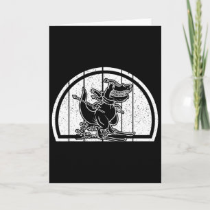 Mountain Skiing Dinosaur Skier Dino Ski Skiing Din Card
