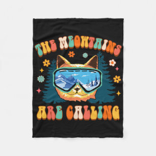 Mountain Skiing Lover Snowboard The Meowtains Are Fleece Blanket