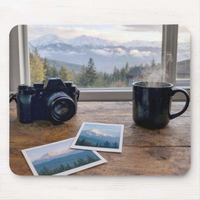 Mountain Snapshots with Camera and Coffee Mouse Pad (Front)