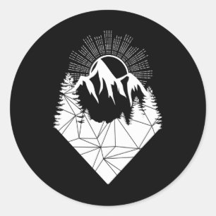Mountain Snowboarding Skiing Sports  Classic Round Sticker