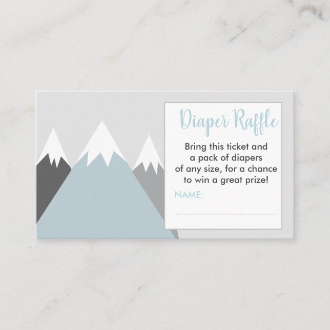 Mountain snowflake diaper raffle ticket rustic enc enclosure card (Front)