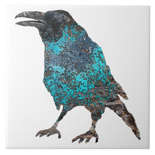 Mountain Spirits - Crow Ceramic Tile (Front)