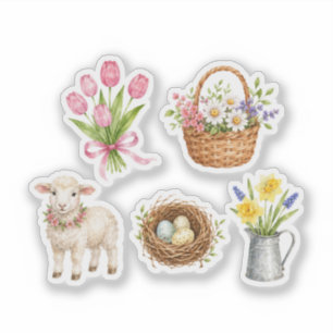 Mountain Spring Watercolor Floral Lamb Easter