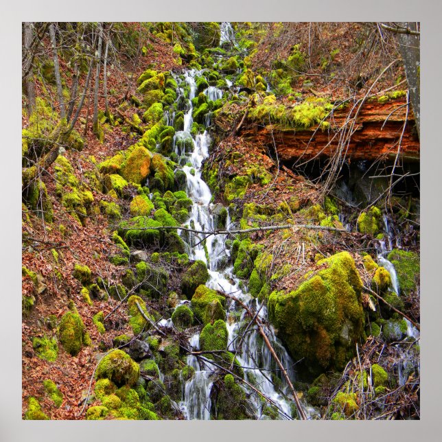 Mountain spring waterfall..... poster (Front)
