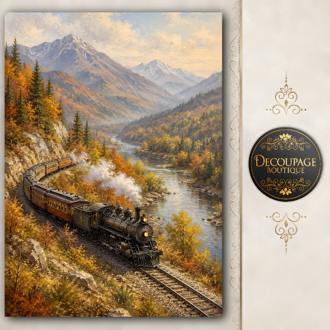 Mountain Steam Train Decoupage Tissue Paper (Mountain Steam Train Decoupage Tissue Paper)
